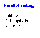 Text Box: Parallel Sailing:

Latitude
D. Longitude
Departure

